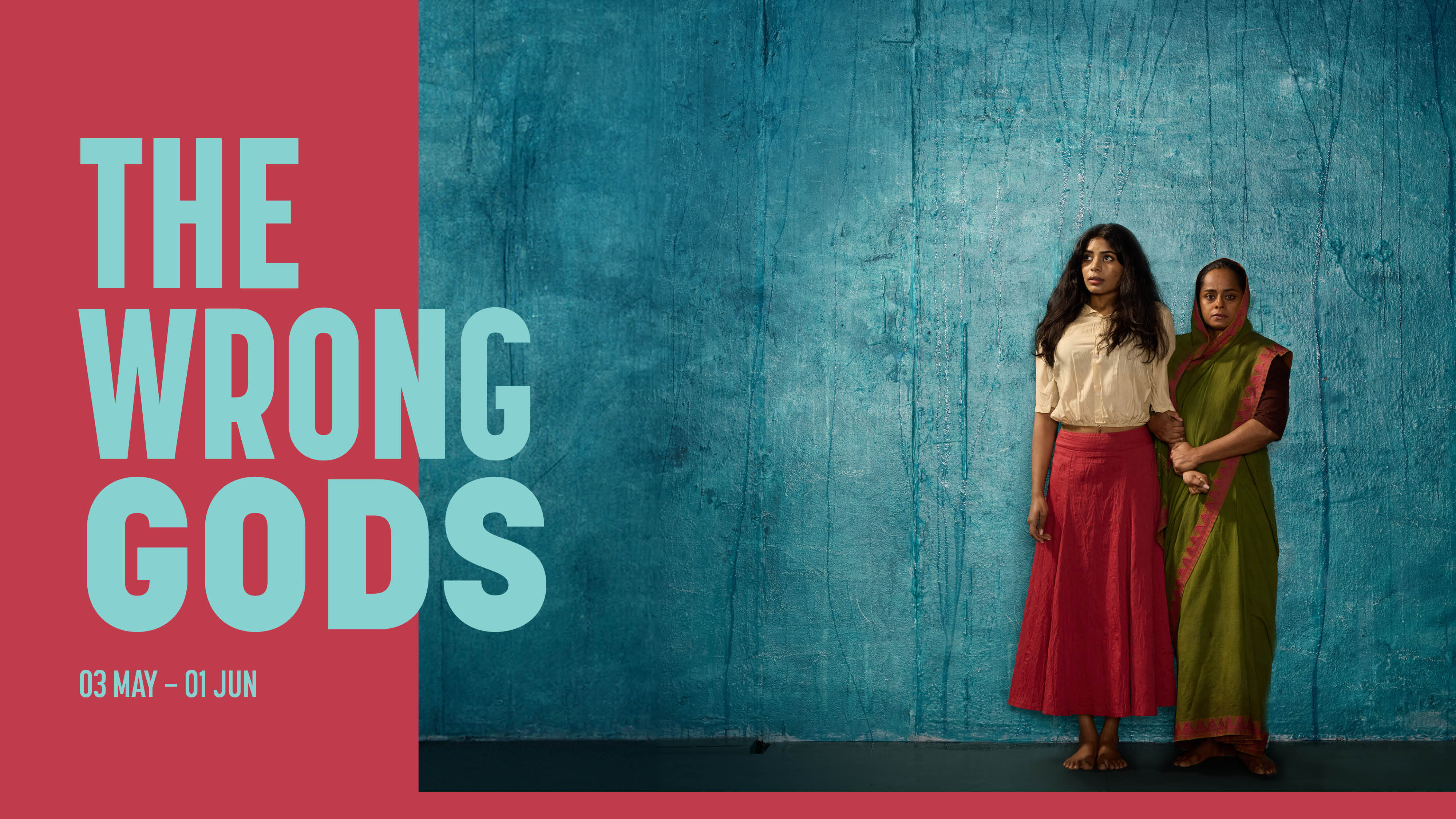 the poster of the play The wrong gods by belvoir for information purpose