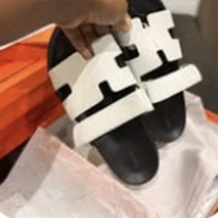 Hermes ladies slides, black & white