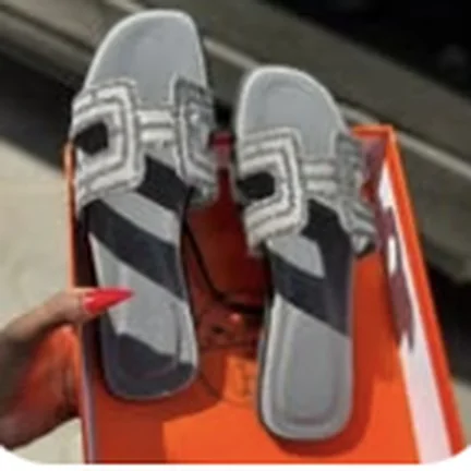 Hermes slides, silver