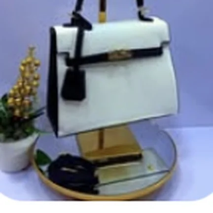 Top-handle handbag, white & black