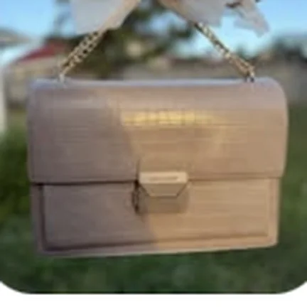 Handbag, taupe croc-effect flap