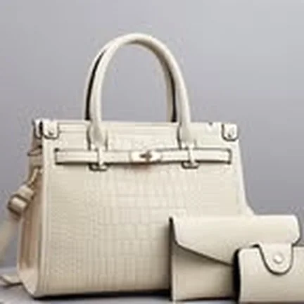 Formal handbag set, croc-effect