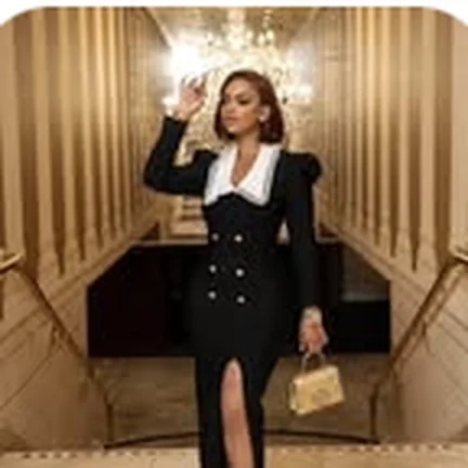 Dress, black double-breasted