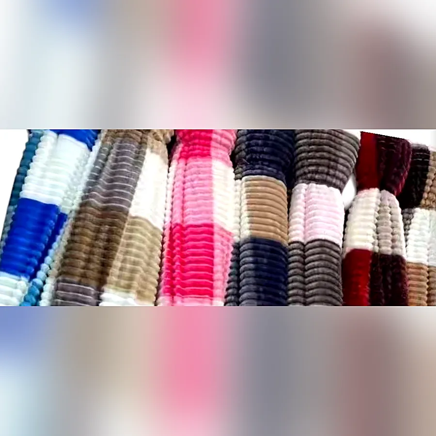 Striped fleece throw