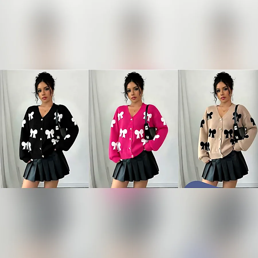 Bow knit cardigan