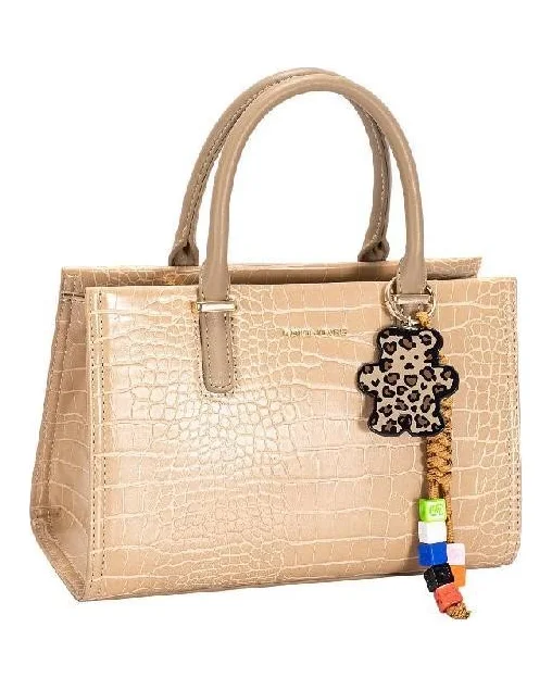 Croc-effect tote with bag charm