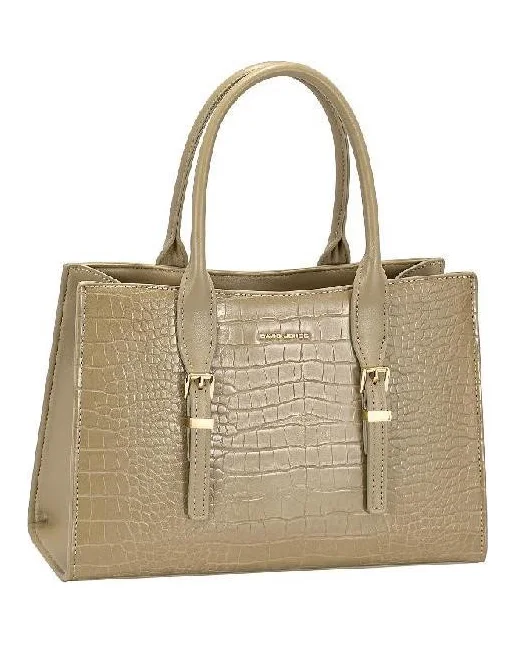 Croc-effect buckle tote