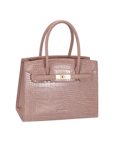 Croc-effect turn-lock tote