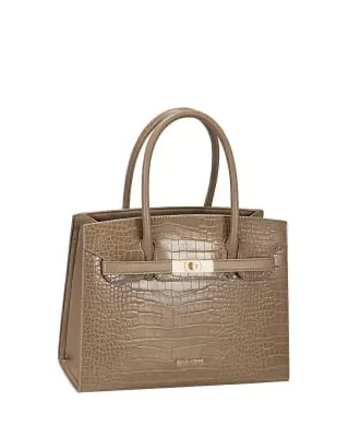 Croc-effect turn-lock tote