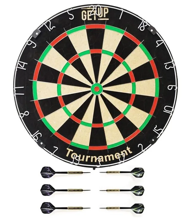 Tournament dartboard with 6 darts