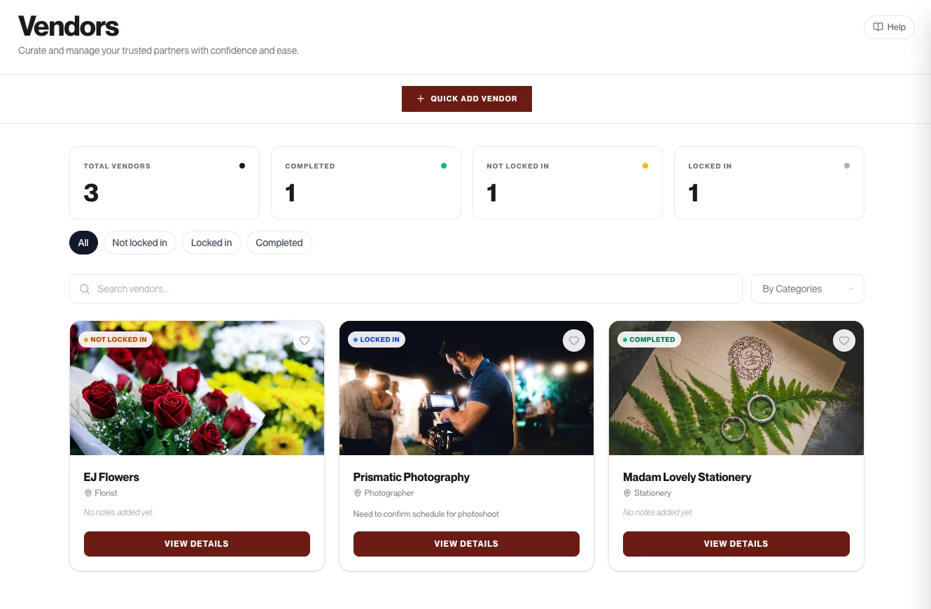 Wonderland Studio Vendors tool tracking suppliers, contracts and payments