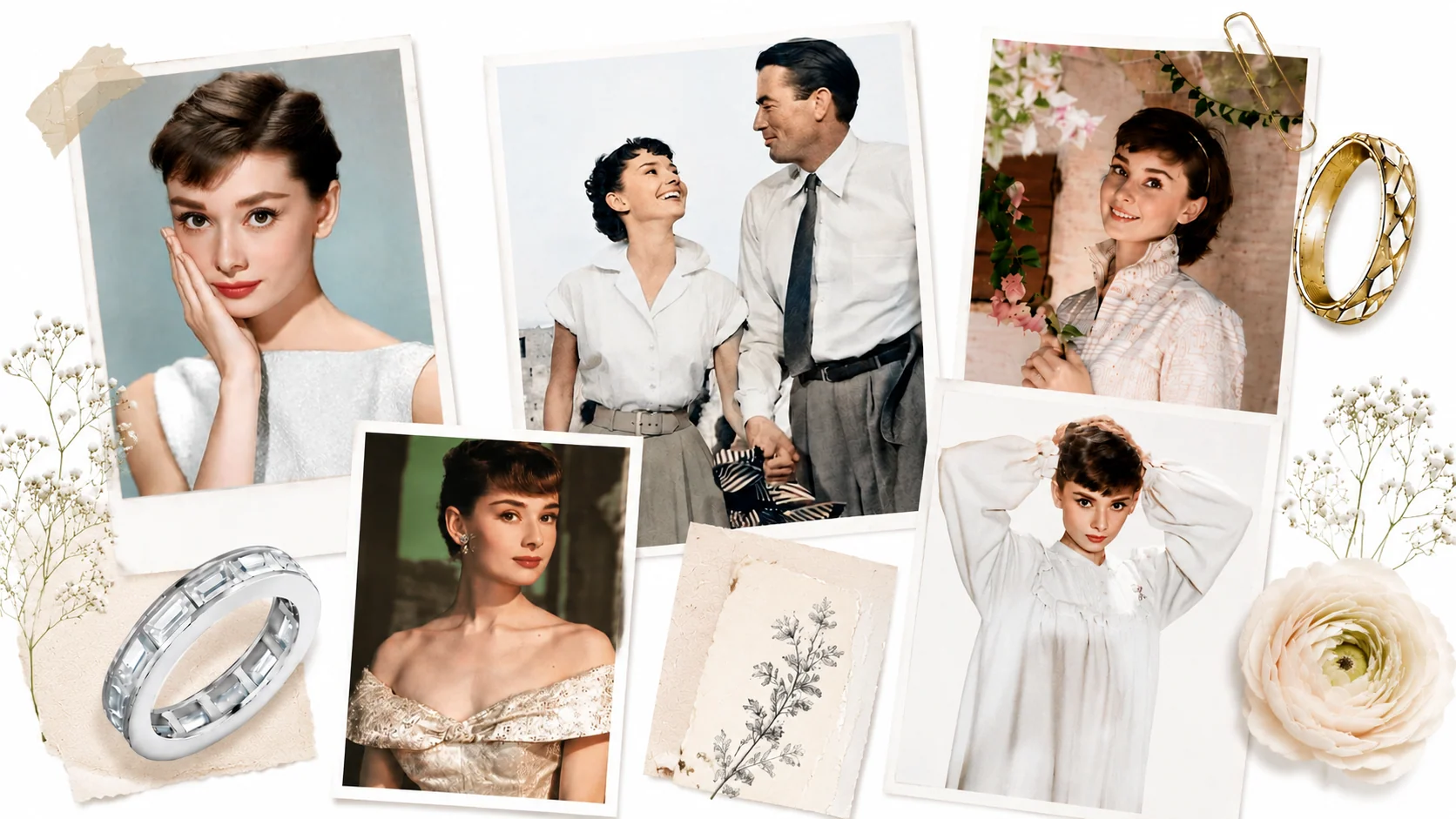 Audrey Hepburn Engagement Ring- 1954 Stackable Bands.webp