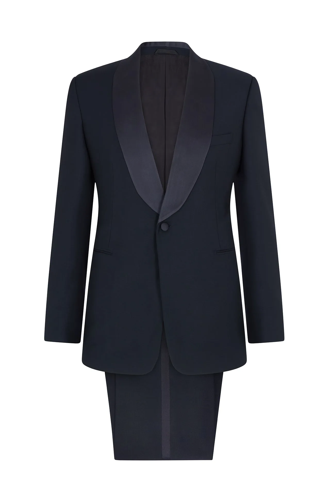 Huntsman midnight shawl-collar dinner suit in wool and mohair | Wedded Wonderland